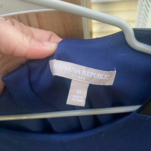 Banana Republic Faux Leather Navy Shift Long Sleeve Dress Size 10 - Picture 6 of 6